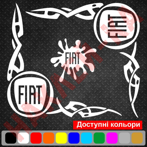 Набір наклейок на автомобіль - Куточки на бічні стекла Fiat v3