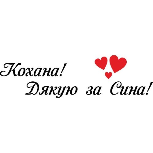 Виниловая наклейка на выписку из роддома - Кохана! Дякую за Сина!