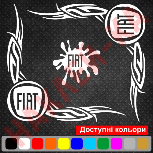 Набір наклейок на автомобіль - Куточки на бічні стекла Fiat v4