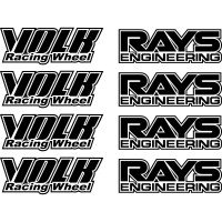 Набір вінілових наклейок на автомобільні диски - Volk racing wheel & rays engineering 4+4, 8 шт. v2