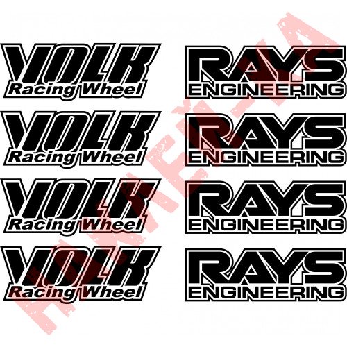 Набор виниловых наклеек на автомобильные диски - Volk racing wheel & rays engineering 4+4, 8 шт. v2
