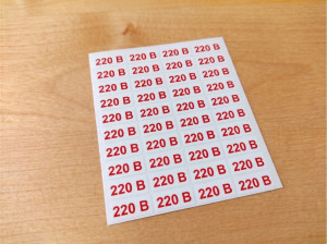 Набір наклейок маркування - 220 В, 35×15 мм (40 шт.)