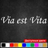 Вінілова наклейка на автомобіль - Via est Vita | Дорога - Це життя Вінілова наклейка на автомобіль - Via est Vita | Дорога - Це життя