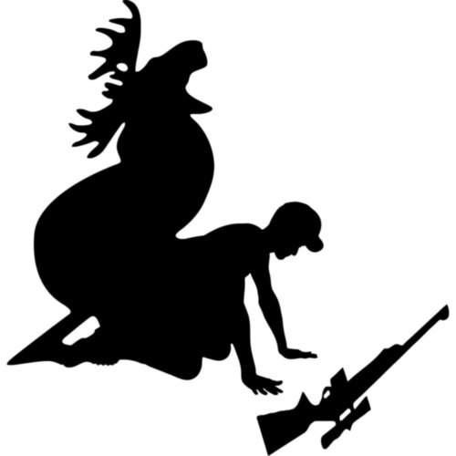 Виниловая наклейка на автомобиль - Лось с Охотником
