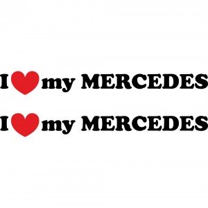 Набір вінілових наклейок на автомобіль - I Love My Mercedes (2шт)