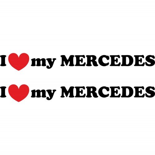 Набір вінілових наклейок на автомобіль - I Love My Mercedes (2шт)
