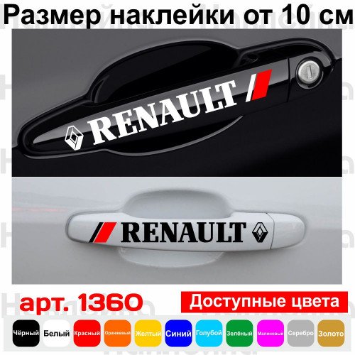 Набір вінілових наклейок на ручки авто - Renault v2 (4 шт.)