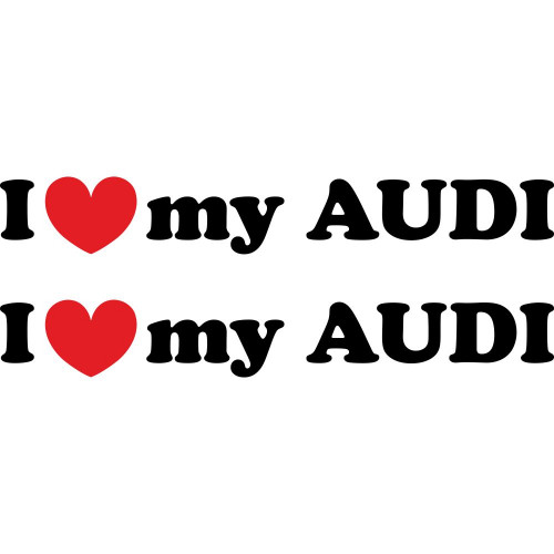 Набор виниловых наклеек на автомобиль - I Love My Audi (2шт)
