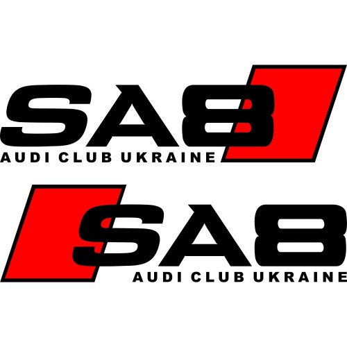 Набор виниловых наклеек на автомобиль - SA8 Audi Club Ukraine (2шт.)