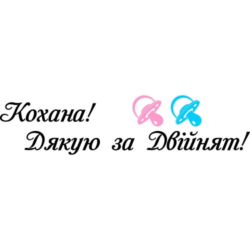 Виниловая наклейка на выписку из роддома - Кохана! Дякую за Двійнят!