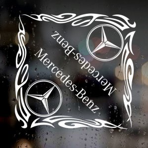Набір наклейок на автомобіль - Куточки на бічні стекла Mercedes-Benz v7 Набір наклейок на автомобіль - Куточки на бічні стекла Mercedes-Benz v7