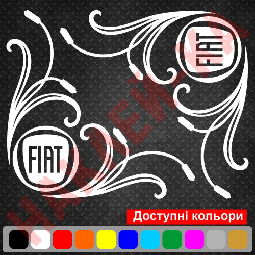 Набор наклеек на автомобиль - Уголки на боковые стекла Fiat v11