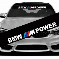 Солнцезащитная наклейка на лобовое стекло автомобиля - BMW M Power, 135*20 см