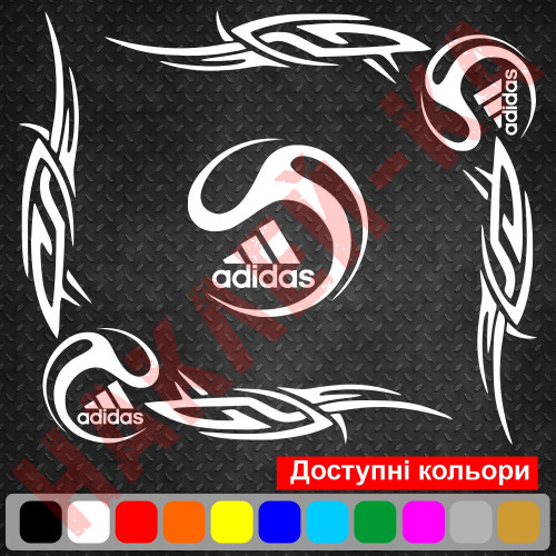 Набор наклеек на автомобиль - Уголки на боковые стекла Adidas