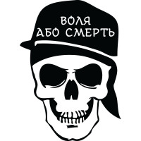 Виниловая наклейка на автомобиль - Воля або смерть (Череп)