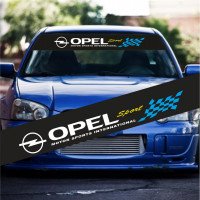 Сонцезахисна наклейка на лобове скло автомобіля - Opel Sport, 135*20 см