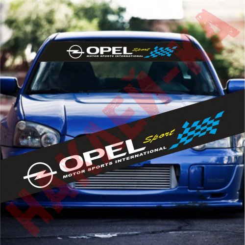 Солнцезащитная наклейка на лобовое стекло автомобиля - Opel Sport, 135*20 см