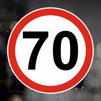 Наклейка Знак на авто - 70, ограничение  максимальной скорости