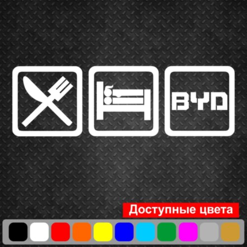 Виниловая наклейка на автомобиль - Eat Sleep BYD