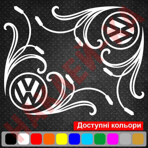 Набор наклеек на автомобиль - Уголки на боковые стекла Volkswagen v6