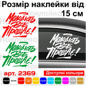 Вінілова наклейка на авто - Молодість все прощає!