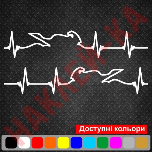 Набор виниловых наклеек на мотоцикл - Мото пульс (2шт)