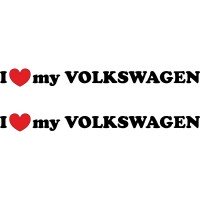 Набор виниловых наклеек на автомобиль - I Love My Volkswagen (2шт)