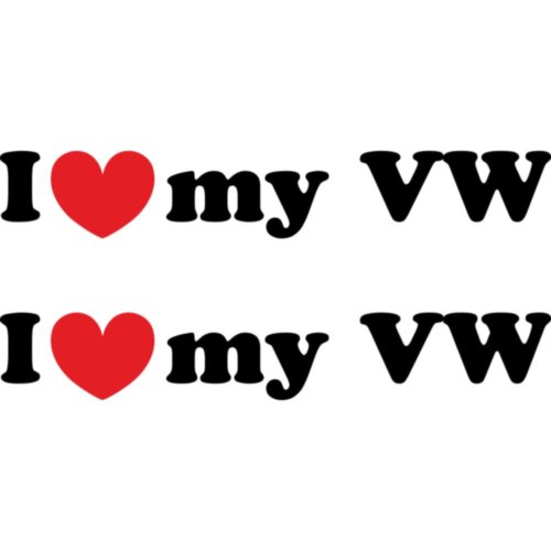 Набір вінілових наклейок на автомобіль - I Love My Volkswagen v3 (2шт)