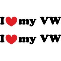 Набор виниловых наклеек на автомобиль - I Love My Volkswagen v3 (2шт)