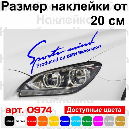 Виниловая наклейка на автомобиль - Sports mind BMW Motorsport