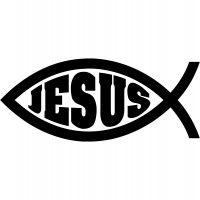 Вінілова наклейка на автомобіль - Рибка Іхтіс v6 Jesus | Ісус