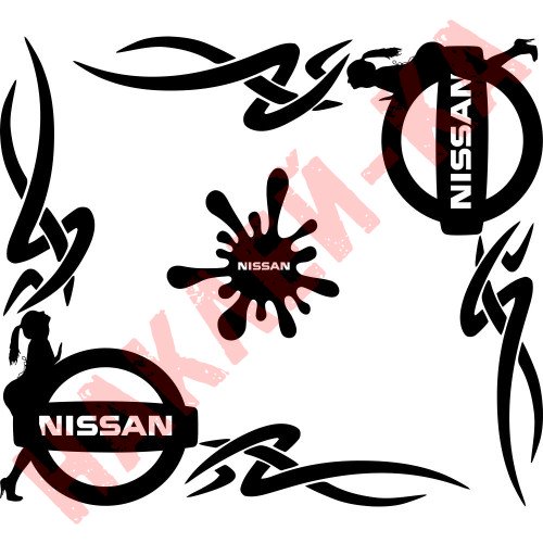 Набор наклеек на автомобиль - Уголки на боковые стекла Девушка Nissan