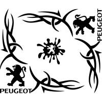 Набір наклейок на автомобіль - Куточки на бічні стекла Peugeot Tribal