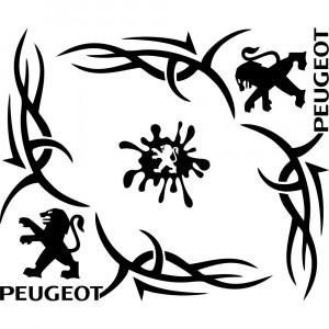 Набір наклейок на автомобіль - Куточки на бічні стекла Peugeot Tribal