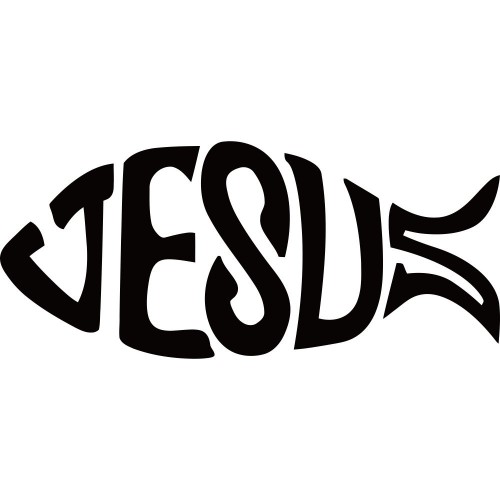 Вінілова наклейка на автомобіль - Рибка Іхтіс v8 Jesus | Ісус