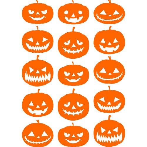 Набір вінілових наклейок - Гарбузи на Хеллоуїн /Halloween Pumpkins