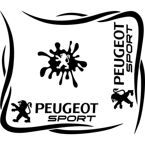 Набор наклеек на автомобиль - Уголки на боковые стекла Peugeot Tribal v6