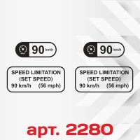 Вінілові наклейки - SPEED LIMITATION 90 km/h - 56 mph - на лобове скло вантажівки (поклейка зсередини)