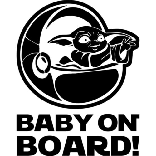 Вінілова наклейка на автомобіль - Baby on board v37 (Baby Yoda)