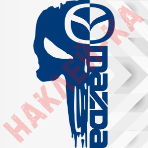 Вінилова наклейка на капот автомобіля - Череп Mazda / Мазда Каратель