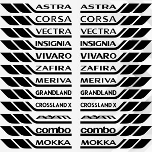 Набір наклейок на борт авто - OPEL Astra, Corsa, Vectra, Insignia, Vivaro, Zafira, Meriva, Grandland, Crossland, Combo, Movano, Adam, Mokka, Frontera