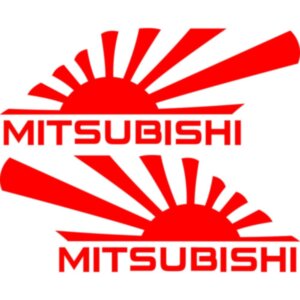 Набір наклейок на дзеркала авто - Японський Прапор Mitsubishi (2шт)