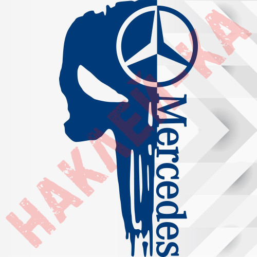 Виниловая наклейка на капот автомобиля - Череп Mercedes / Мерседес Каратель