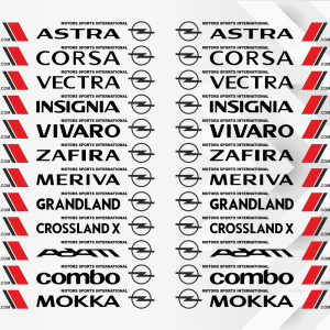Набір наклейок на борт авто - OPEL Astra, Corsa, Vectra, Insignia, Vivaro, Zafira, Meriva, Grandland, Crossland, Combo, Movano, Adam, Mokka, Frontera v4