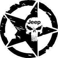 Виниловая наклейка на автомобиль - Армейская Звезда Punisher Jeep v3