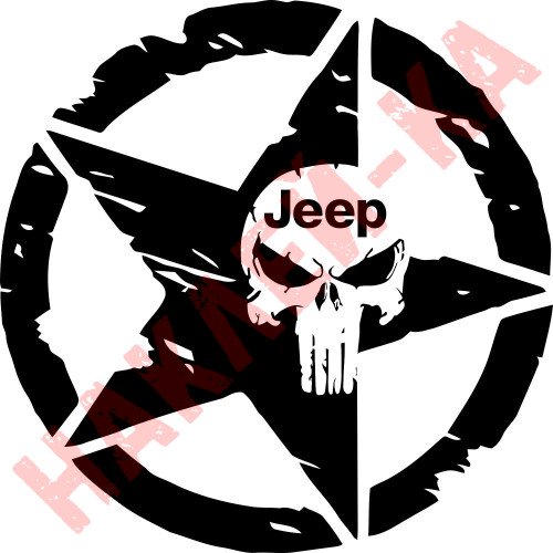 Вінілова наклейка на автомобіль - Армійська Зірка Punisher Jeep v3