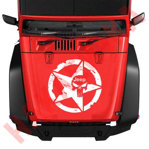 Вінілова наклейка на автомобіль - Армійська Зірка Punisher Jeep v3