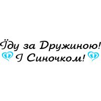 Виниловая наклейка на выписку из роддома - Їду за Дружиною! І Синочком!