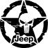 Вінілова наклейка на автомобіль - Армійська Зірка Punisher Jeep v4 Вінілова наклейка на автомобіль - Армійська Зірка Punisher Jeep v4