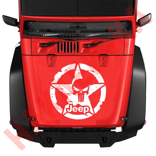Виниловая наклейка на автомобиль - Армейская Звезда Punisher Jeep v4